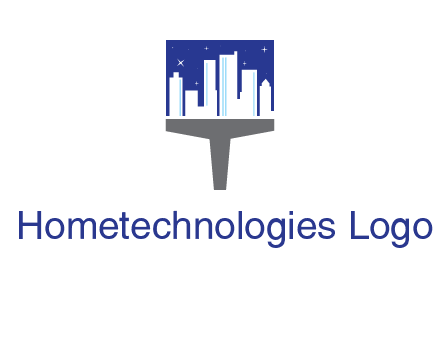city skyline on a paintbrush icon