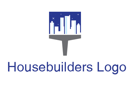 city skyline on a paintbrush icon