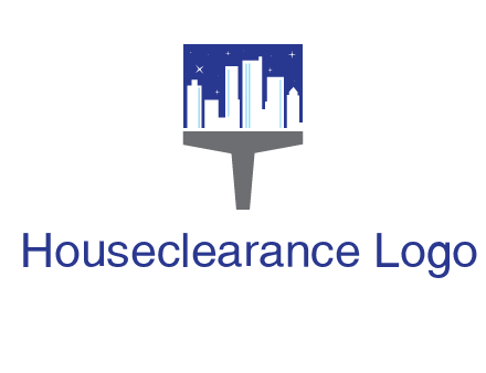 city skyline on a paintbrush icon