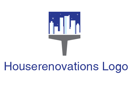 city skyline on a paintbrush icon