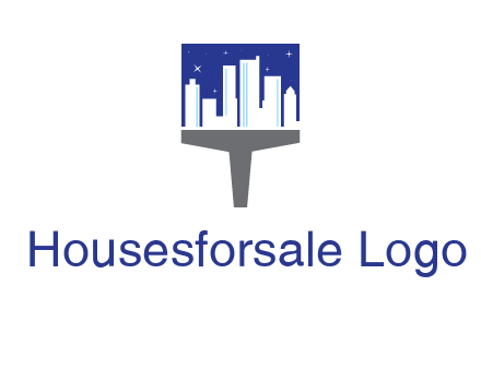 city skyline on a paintbrush icon