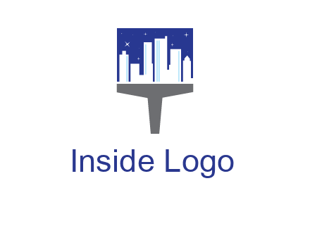 city skyline on a paintbrush icon