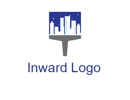 city skyline on a paintbrush icon