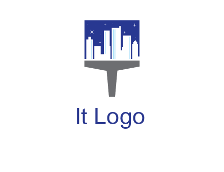 city skyline on a paintbrush icon