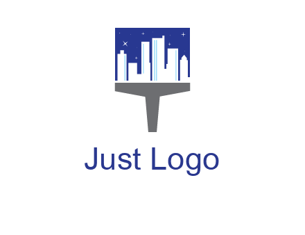 city skyline on a paintbrush icon