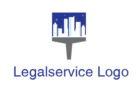 city skyline on a paintbrush icon