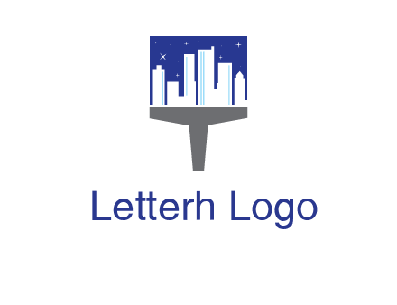 city skyline on a paintbrush icon