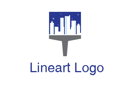 city skyline on a paintbrush icon