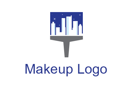 city skyline on a paintbrush icon