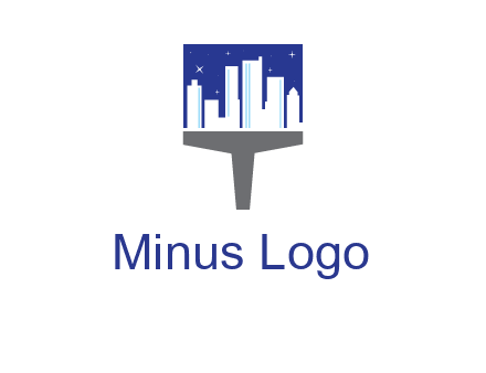 city skyline on a paintbrush icon