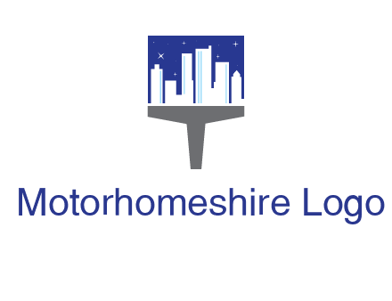 city skyline on a paintbrush icon