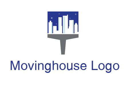 city skyline on a paintbrush icon
