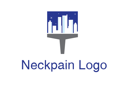 city skyline on a paintbrush icon