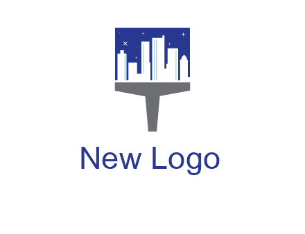 city skyline on a paintbrush icon