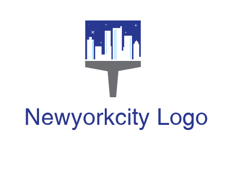 city skyline on a paintbrush icon