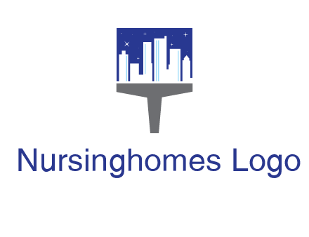 city skyline on a paintbrush icon