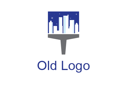 city skyline on a paintbrush icon