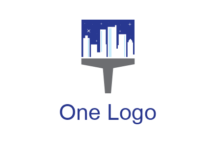 city skyline on a paintbrush icon