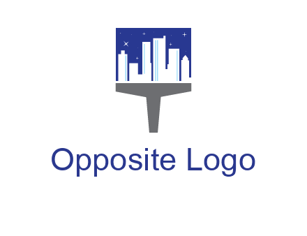 city skyline on a paintbrush icon