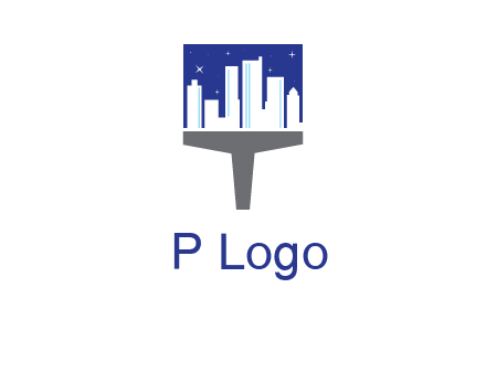city skyline on a paintbrush icon