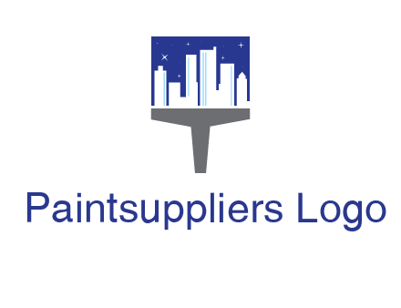 city skyline on a paintbrush icon