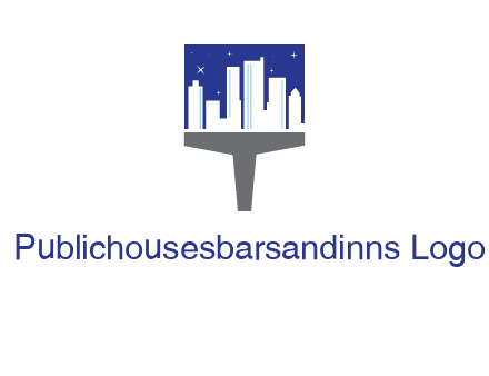 city skyline on a paintbrush icon