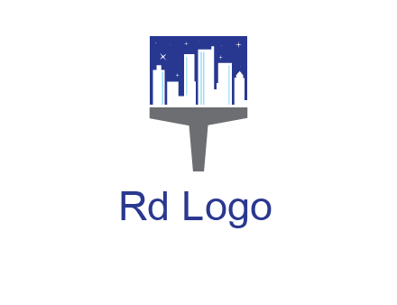 city skyline on a paintbrush icon