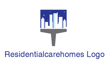 city skyline on a paintbrush icon