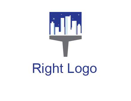 city skyline on a paintbrush icon