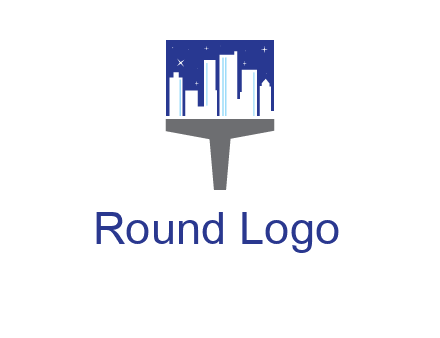 city skyline on a paintbrush icon