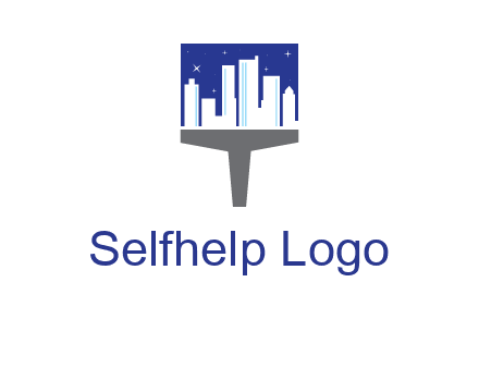 city skyline on a paintbrush icon