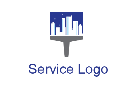 city skyline on a paintbrush icon