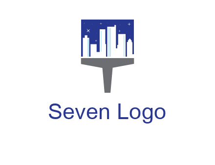 city skyline on a paintbrush icon
