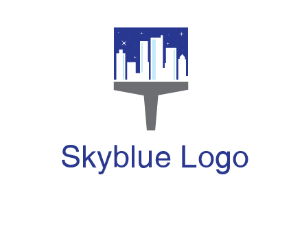 city skyline on a paintbrush icon