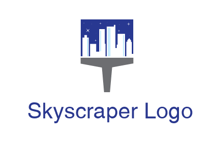 city skyline on a paintbrush icon
