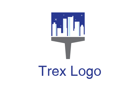 city skyline on a paintbrush icon