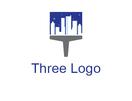 city skyline on a paintbrush icon
