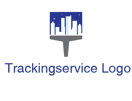 city skyline on a paintbrush icon