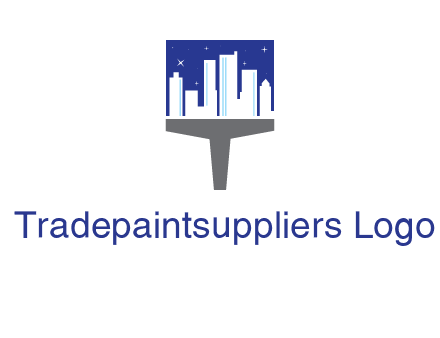 city skyline on a paintbrush icon