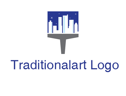 city skyline on a paintbrush icon