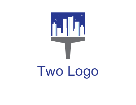 city skyline on a paintbrush icon