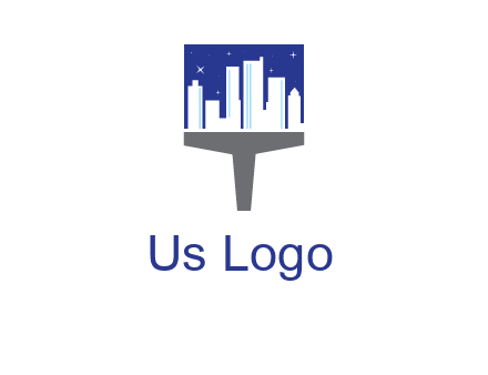 city skyline on a paintbrush icon
