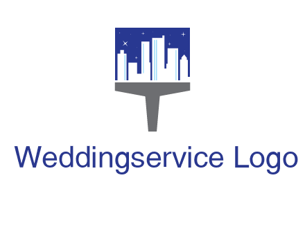 city skyline on a paintbrush icon