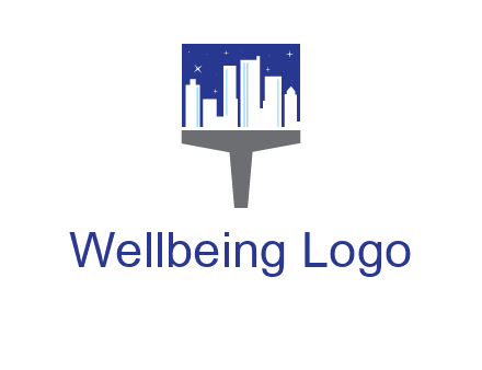 city skyline on a paintbrush icon