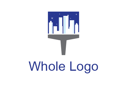 city skyline on a paintbrush icon