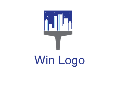 city skyline on a paintbrush icon