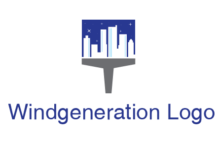 city skyline on a paintbrush icon