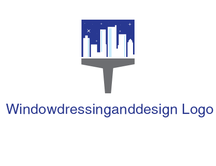city skyline on a paintbrush icon