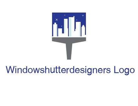 city skyline on a paintbrush icon