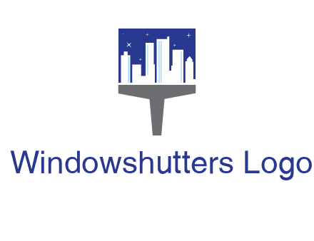 city skyline on a paintbrush icon